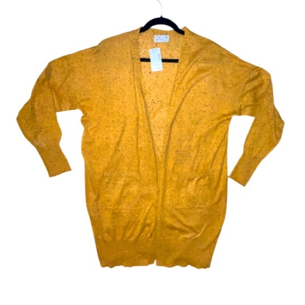 Poof Apparel Open Front Knit Cardigan Sweater Pockets Speckles Size 1X